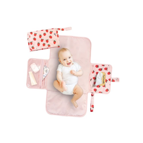 Portable/Foldable Waterproof Diaper Changing Pad with Smart Wipes Pocket