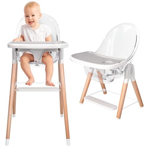 Children Of Design Classic Non-Reclinable 6 in 1 Baby High Chair for Babies and Toddlers, Modern Safe & Compact Wooden Highchair, Easy to Clean, Removable Tray, Easy to Assemble