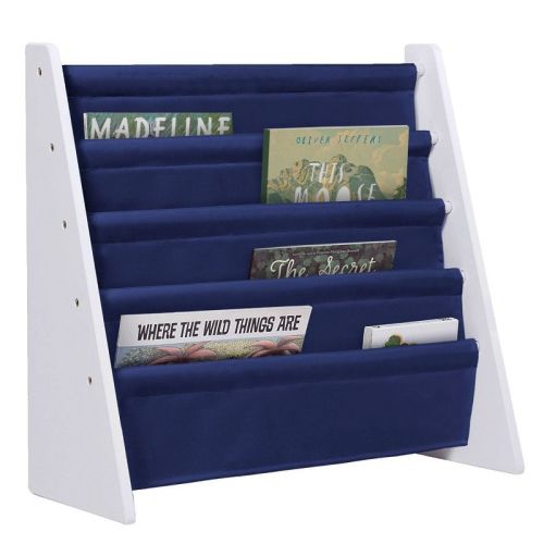 Sling Kids' Bookshelf White/Blue - WildKin: Toddler Bookcase, 4 Shelves, MDF & Wood Composite, 3+ Years