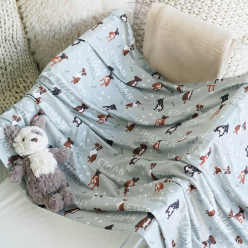 Personalized Baby Name Swaddle Blanket | Dog Breeds