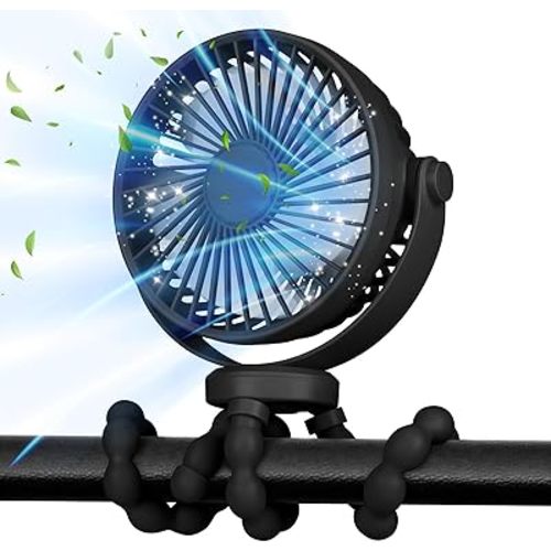 POPERFUN Stroller Fan, 20H Clip-on Fan for Infant 360° Rotate Flexible Tripod 4000mAh Baby Fan Handheld USB Desk Cooling Fan for Bedroom Crib Treadmill Travel Camping Moms-to-be Essentials