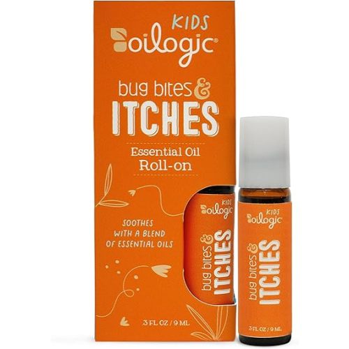 Oilogic Kids Bug Bites & Itches Roll-On Essential Oil - Gentle & Safe Aromatherapy Blend, 100% Pure Essential Oils (Tea Tree, Citronella & Spearmint Oil) Diluted with Castor & Jojoba Oil for Kids