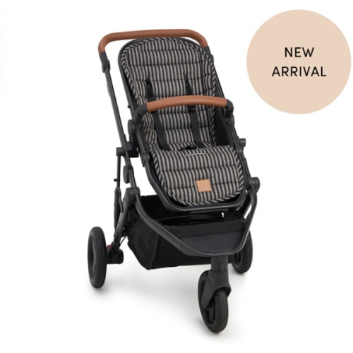 Noir Stripe Universal Linen Pram Liner