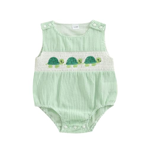 Licupiee Newborn Boy Turtle Romper Sleeveless Seersucker Stripe Overalls Gingham Plaid Octopus Bodysuit Baby Summer Clothes