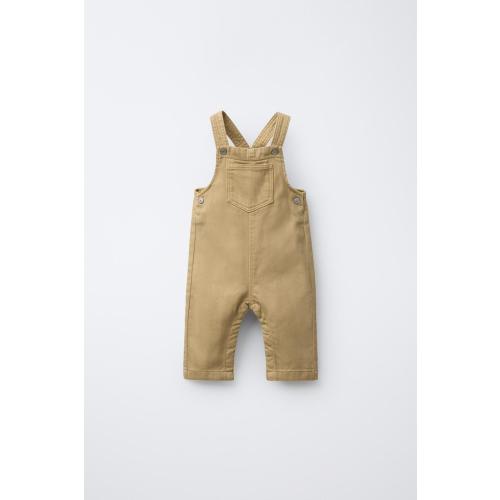 PLAIN LONG TWILL OVERALLS - Beige | ZARA United States