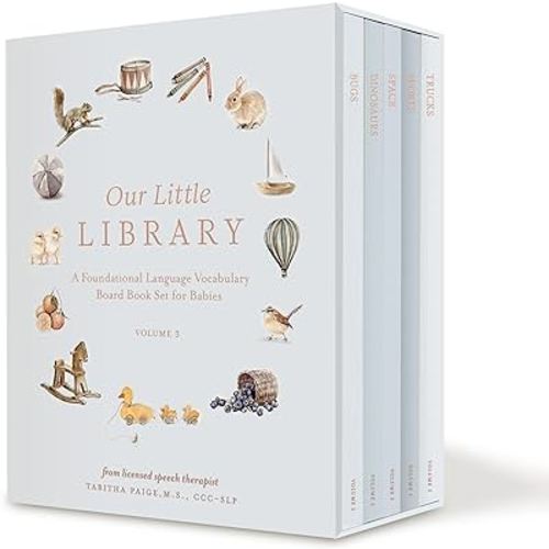 Our Little Library Vol. 3: A Foundational Language Vocabulary Board Book Set for Babies, Including Bugs, Dinosaurs, Sports, Space, and Trucks (Our Little Adventures Series)