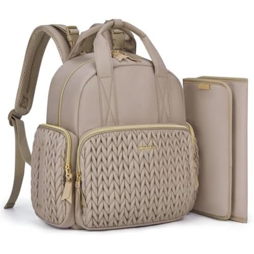 mommore Diaper Bag Small Diaper Backpack Stylish Baby Travel Backpacks with Insulated Pockets, Changing Pad, Stroller Straps
