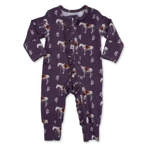 Mauve Ranch Horse -Ruffled- Jammies – Cowkid Clothing Company