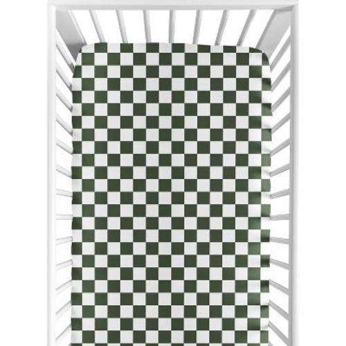 Sweet Jojo Designs Boy, Girl, Unisex/Gender Neutral Baby Fitted Crib Sheet Gingham Checkered Plaid Green and White