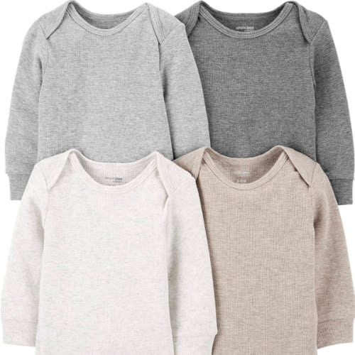Simple Joys by Carter's Baby 4-pack Soft Thermal Long Sleeve Bodysuits