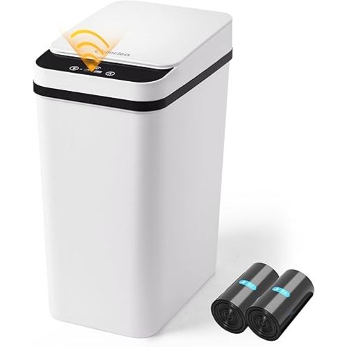 Bathroom Trash Can Automatic Touchless 2.6 Gallon Small Smart Trash Cans with Lid Slim Garbage Can for Kitchen, Toilet, Bedroom, RV, Living Room