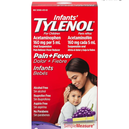 Infants' TYLENOL Oral Suspension, Grape, 2 Fl. Oz