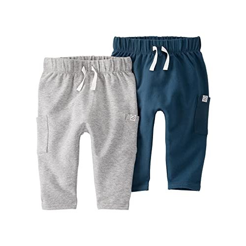 little planet by carter's unisex-baby 2-pack Pants made with Organic Cotton, Navy/Heather, Newborn