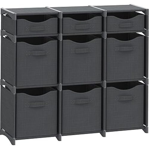 9 Cube Closet Organizers And Storage | Includes All Storage Cube Bins | Easy To Assemble Closet Storage Unit With Drawers | Room Organizer For Clothes, Baby Closet Bedroom, Playroom, Dorm (Dark Grey)