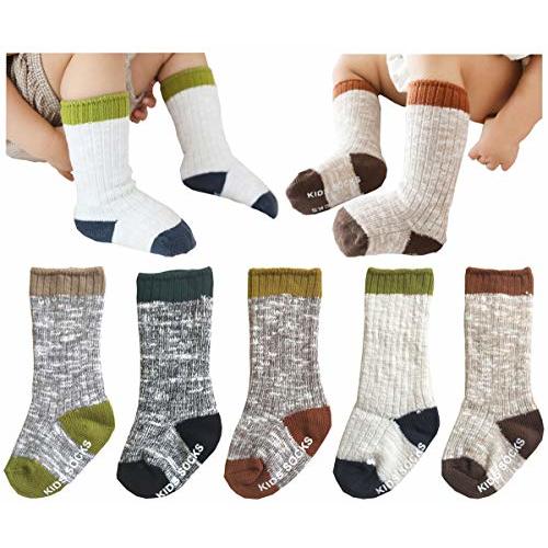 QandSweet Knitting Socks Keep Warm Unisex Baby Non-Slip Knee-High Stockings for Toddler Little Boy Girls