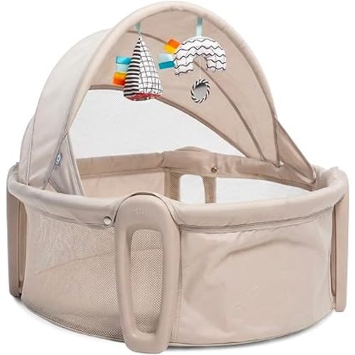 Boppy Cozy Cabana Portable Bassinet with Canopy, Breathable Mesh Walls, Sun Canopy - Lightweight Baby Bed for Home & Travel, 0-5 Months