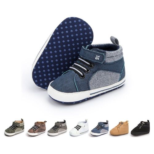 HsdsBebe Baby Boys Girls Shoes Infant High Tops Ankle Sneakers Soft Anti-Slip Sole for First Walkers 3-18 Months