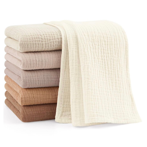 Bearmoss 100% Cotton Muslin Burp Cloths Sets 6 Pack Brown