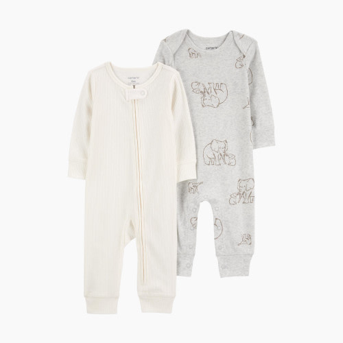 Carter's 2-Pack Jumpsuits - Grey/White, 6 M