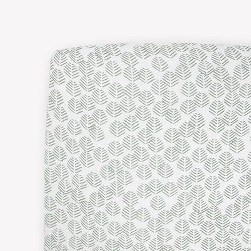 Little Unicorn Premium Crib Sheet | Breathable & Super-Soft Muslin Fabric (Leaf Motif)