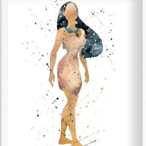Pocahontas Prints, Pocahontas Watercolor, Nursery Wall Poster, Holiday Gift, Kids and Children Artworks, Digital Illustration Art