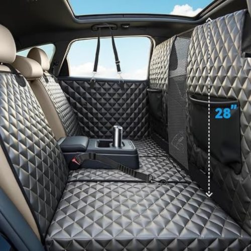 High Barrier Dog Car Seat Cover,Waterproof Back Seat Extender for Dogs,Car Seat Protector,Car Seat Cover Hard Bottom Holds 500 lbs,600D Nonslip Dog Hammock,Pet Car Bed for Cars,SUVs, Small Trucks