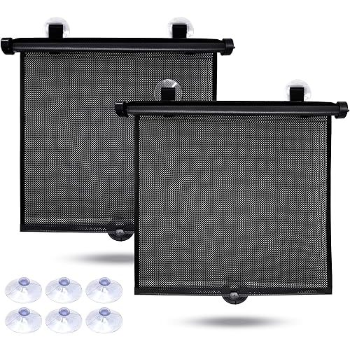 EcoNour Car Window Shades for Baby (2 Pack) - Upgraded | Shades for Side Window | Comes with Enhanced Suction Cups & Large Clips for Durability | Baby Car Accessories (18" x 20")