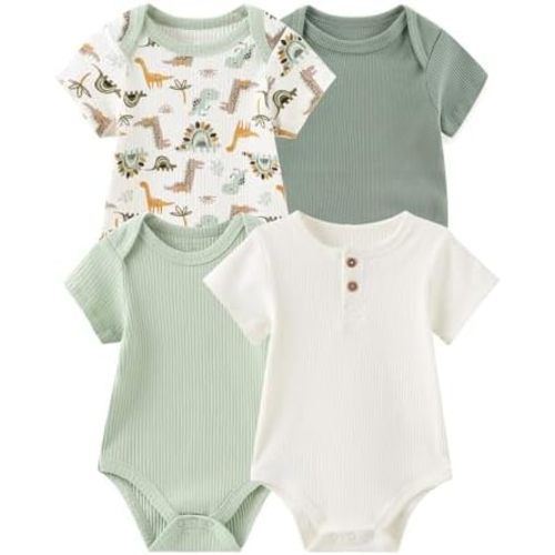 4-Pack Short Sleeve Baby Boy Girl Rompers Cartoon New born Unisex 0-12M Infant Clothes