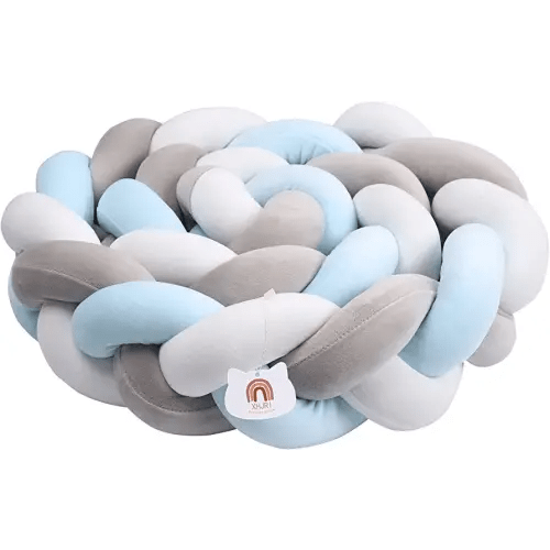XHJRI Soft Cushion Knot Pillow, Suitable for Home Decor and Furniture Decoration, Bed Gap Filling Cushion Plush for Boys Girls Gift Decoration (Blue White Grey, 157 Inch, 1 Count (Pack of 1))