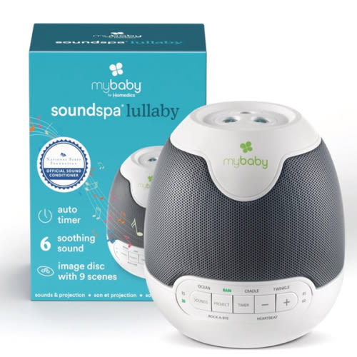 MyBaby Lullaby Sound Machine & Projector – Baby Sleep Machine Plays 6 Sounds & Lullabies, Projects Soothing Images - Auto-Off Timer, Adjustable Volume, Great for Baby Registry and Baby Shower Gifts