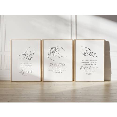 Set of 3 Nursery Bible Verse Wall Art, Nursery Scripture, Christian Nursery Wall Art, Christian Nursery Decor, Baby Room Decor, Nursery Art