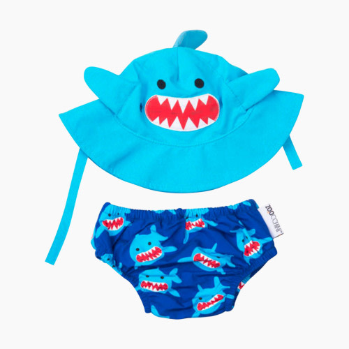ZOOCCHINI Swim Diaper and Sun Hat Set - Shark, 6-12 Months