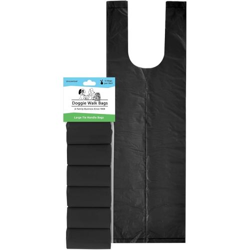 Large Dog Poop Bags on a Roll with Easy Tie Handles, Strong and Leak Proof Doggy Waste Bags, 72 Count, Black Unscented