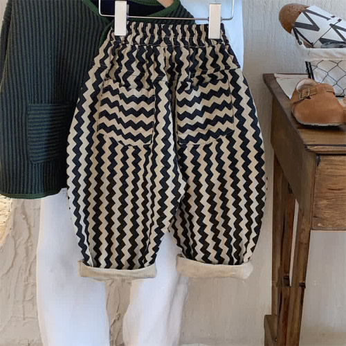 Toddler Wavy Grain Loose Black Pants