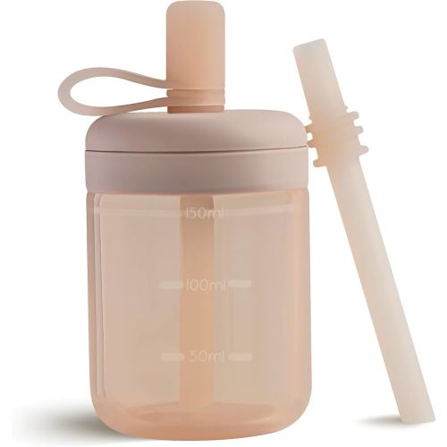 Moonkie Baby Training Cup Silicone Straw Cup | BPA-Free Drop-Proof Sippy Cups for Infants Toddlers and Kids 6 Months+ | 5 oz, 1pack, DX-BTC-01