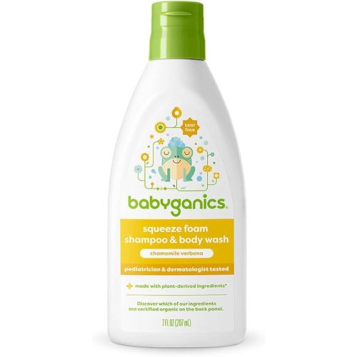 BabyGanics, Squeeze & Foam, Shampoo + Body Wash, Chamomile Verbena, 7 fl oz (207 ml)