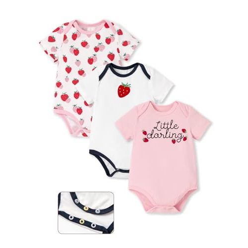 PATPAT Baby Bodysuits Rayon Super Durable - Short Sleeve for Boys and Girls - Newborn Infant Unisex Gift Clothes - 3 Pack