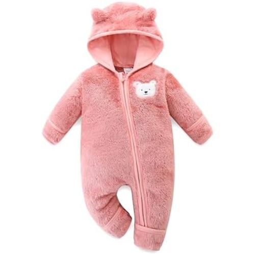 Baby Fleece Winter Jumpsuit Outfits Cute Cartoon Comfy Snowsuit Fluffy Romper for 0-18M