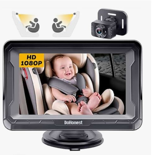 DoHonest Baby Car Camera HD 1080P - Rear-Facing Car Baby Monitor with Night Vision, Adjustable View Angle, Easy Setup, Anti-Glare Display, Safety for Kids & Infants