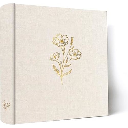 Holoary Photo Album 4x6 200 Photos, 200 Pockets 4”x6” Picture Album, Linen Fabric Cover Big Picture Book for Photos with Writing Area, 4x6 Photo Albums for Family Weddings Travel Memories(Beige)