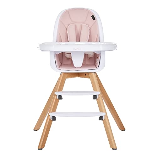 Evolur Zoodle 2 in 1 High Chair, Modern Design, Toddler Chair, Removable Cushion, Adjustable Tray, Baby and Toddler, Pink