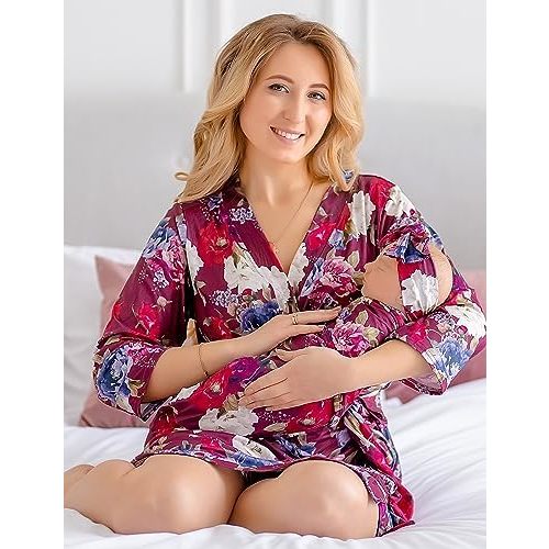 ECO BABY Mommy and Me Robe and Swaddle Set | Maternity Robe and Matching Baby Set for Girl, Boy | Hospital Labor and Delivery