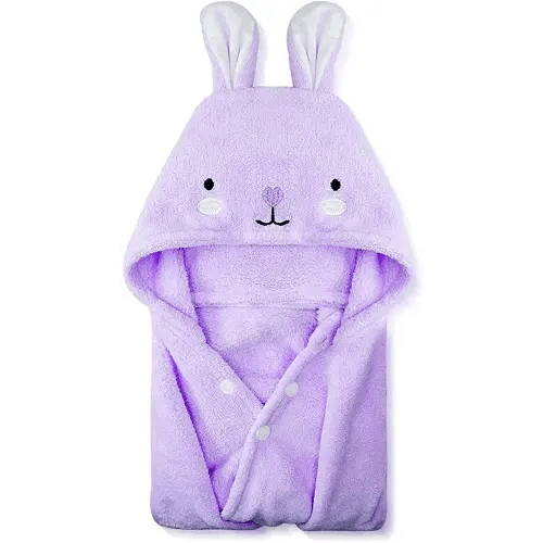 ROMASA Toddler Hooded Bath Towel Ultra Soft Towel Highly Absorbent Bathrobe Blanket for Boys Girls- 27.5" x 55" (Purple)