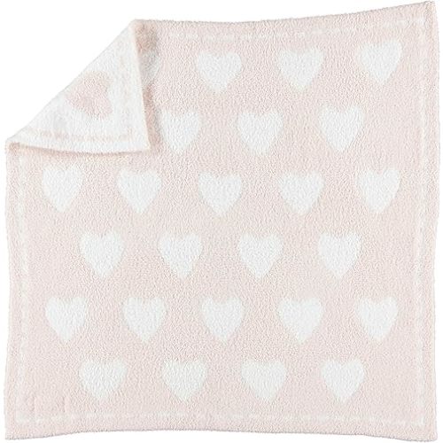 Barefoot Dreams® CozyChic® Dream Receiving Blanket, Pink-White Hearts, 30"x30"