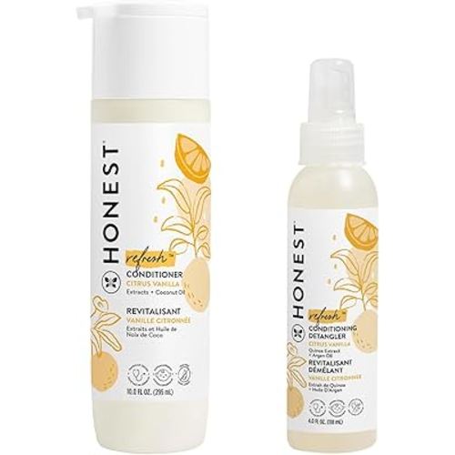 The Honest Company Citrus Vanilla Silicone-Free Conditioner + Conditioning Detangler Bundle | Naturally Derived, Tear-free, Hypoallergenic | 10 fl oz, 4 fl oz