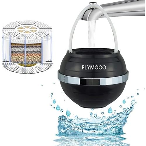 Bath Water Filter for Tub Faucet - 8 Stages Bathtub Water Filter Reduces Contaminants for Softer, Smoother Skin - 2,500 Gallons of Filtration, BPA Free (Black)