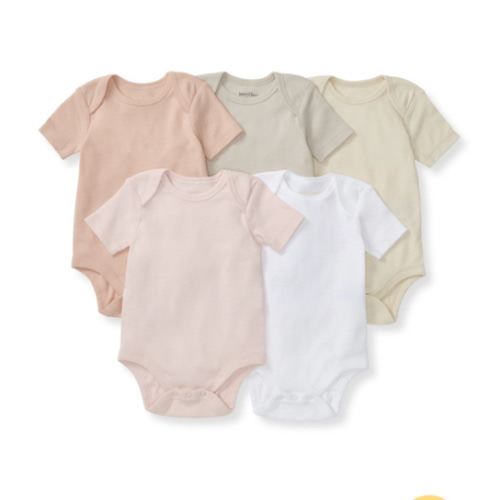 Solid Organic Cotton Short Sleeve Baby Bodysuits 5 Pack Ash