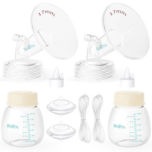 Breast Pump Parts Compatible with Spectra S1/S2/9 Plus, Not Original Accessories, Full Set Replacements Include 17mm Flanges, Valves, Backflow Protectors (Duckbills Included), Tubings and Bottles