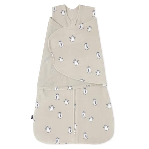 HALO Micro-Fleece Sleepsack Swaddle, 3-Way Adjustable Wearable Blanket, TOG 3.0, Penguin Pals, Newborn, 0-3 Months