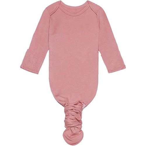 Posh Peanut Knotted Newborn Gown - Newborn Gowns for Girls, Baby Sleep Gown - Baby Girl Gowns 0-3 Months, Baby Knotted Gowns - Solid Color Dusty Rose